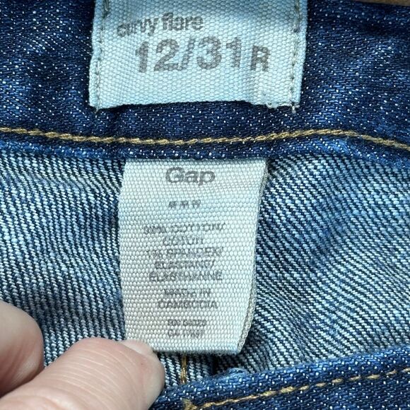 Gap 1969 Jean Women 12 Mid Rise Dark Blue Curvy Flare Bootcut Denim Pant Western - Picture 6 of 10